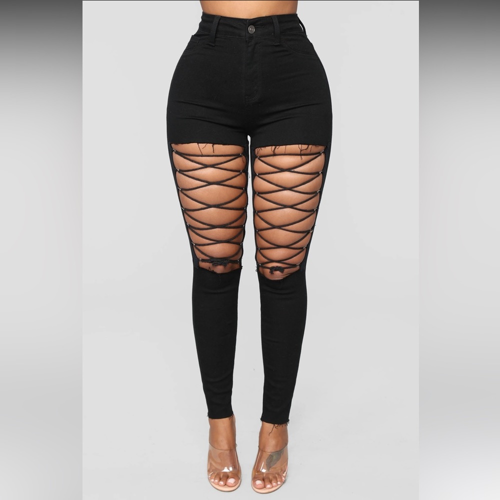 Fashion Nova Lace Up Skinny Jeans